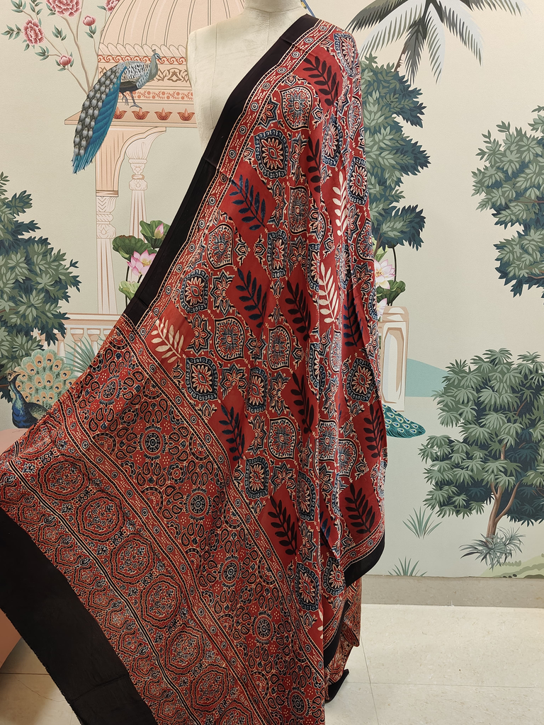 Red Modal Silk Ajrakh