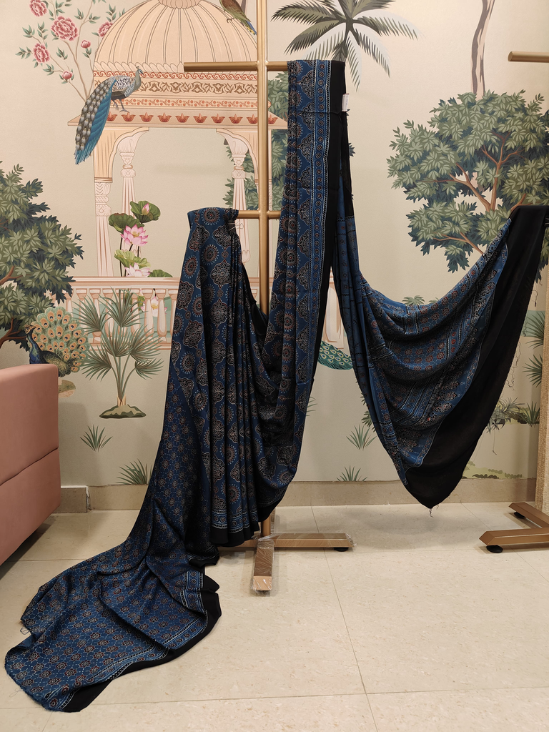 Indigo Charm Ajrakh Saree