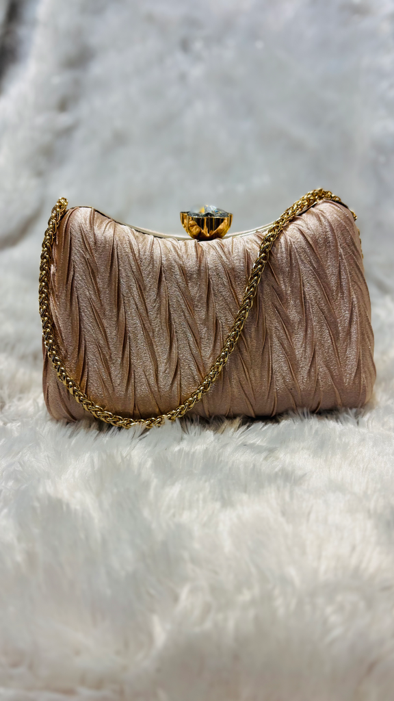 Champagne Satin Clutch Purse