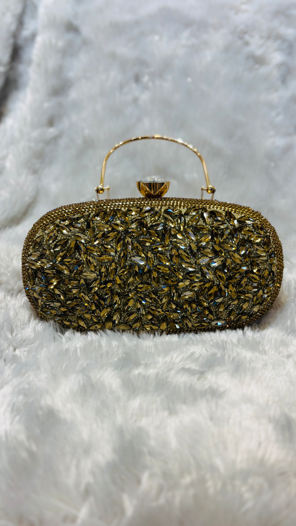 Golden Crystal Embellished Clutch