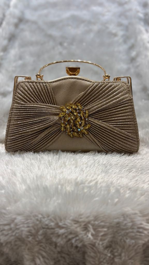 Golden Bow Embellished Handbag