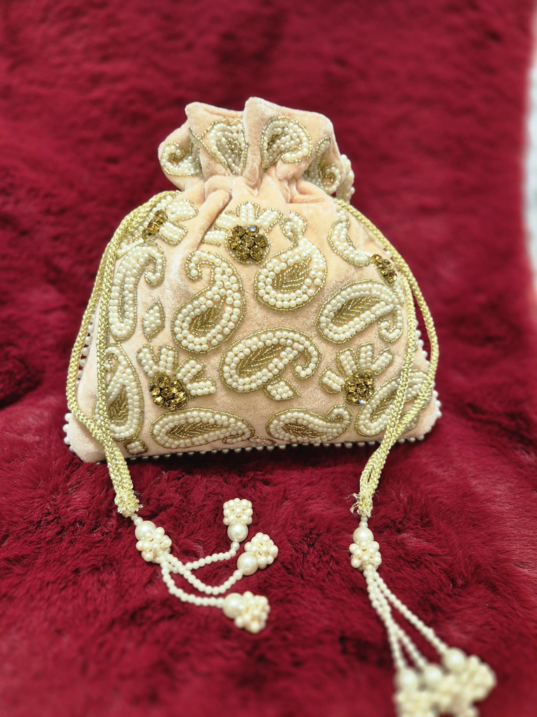 Cream Potli Bag