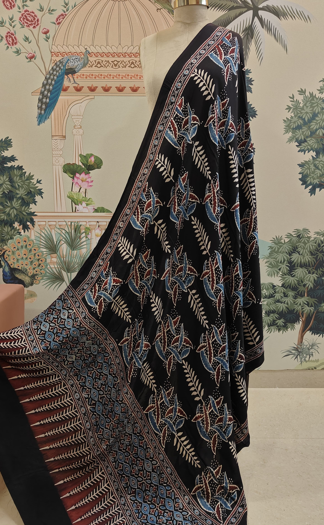 Black & Blue Ajrakh Modal Silk