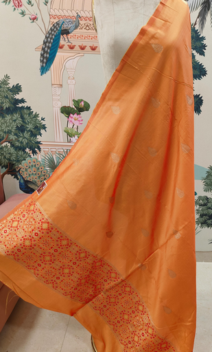 Tangerine Glow Banarasi Dupatta 
