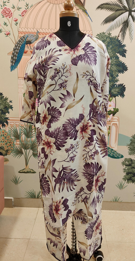 White with Purple Floral Co-ord set