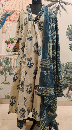 Blue and Green  Floral Salwar Suit