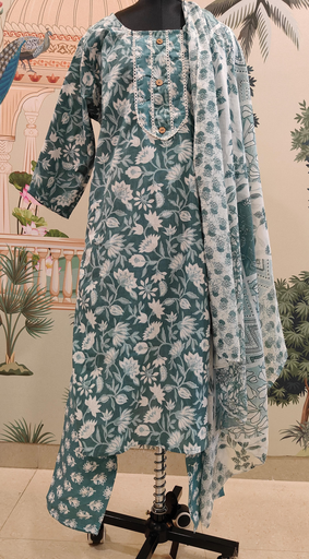Teal Kurtha Set 