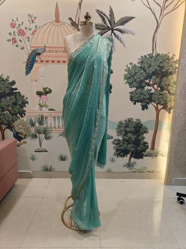  Chiffon Cut Beads Embroidered Saree 