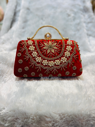 Embroidered Red Clutch Purse