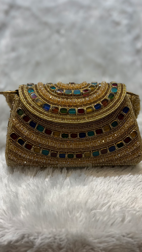 Multi color Stone Work Festive Handbag
