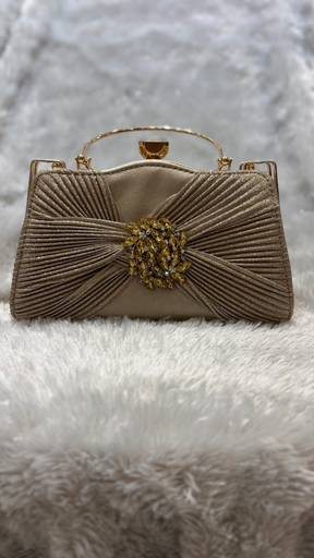 Golden Bow Embellished Handbag