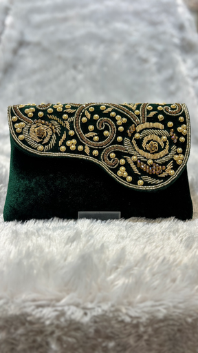 Green Velvet Clutch