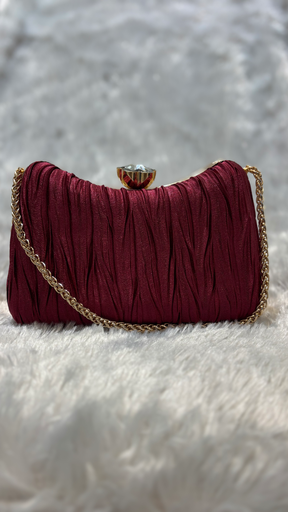 Maroon Satin Clutch Purse