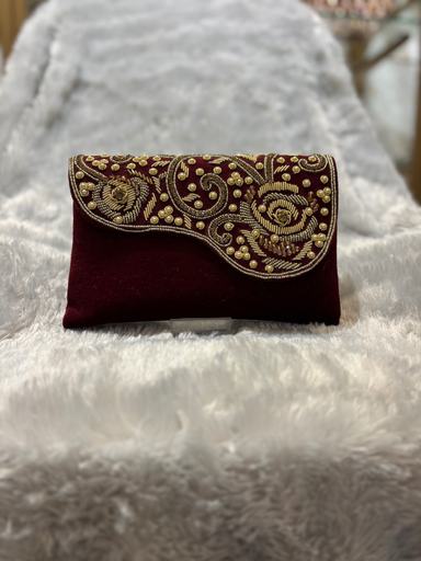 Maroon Velvet Clutch