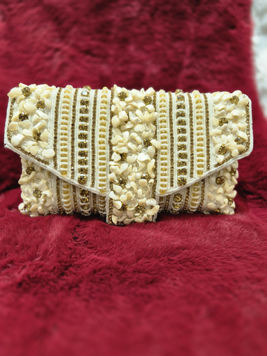 White - Stone Embellished Clutch