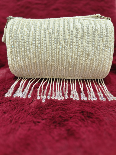 White Ivory Beaded Handbag