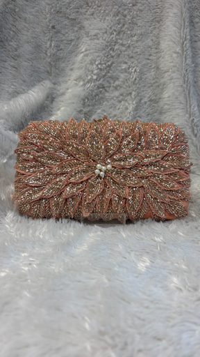 Pink Feather Bead Clutch