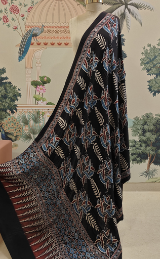 Black & Blue Ajrakh Modal Silk